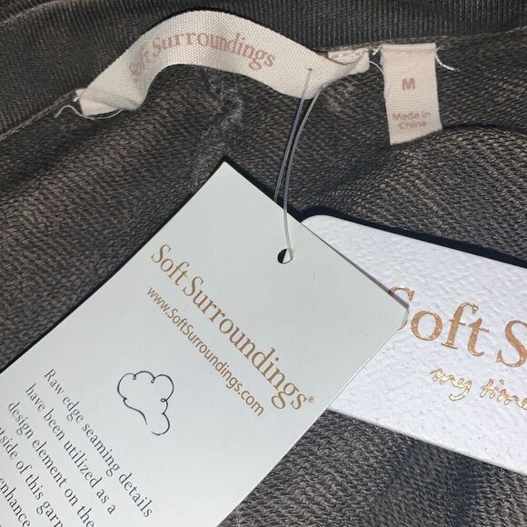 NWT Soft Surroundings Women’s Boho Mixed Media Floral Embroidered Olive Green Ja - Picture 14 of 14